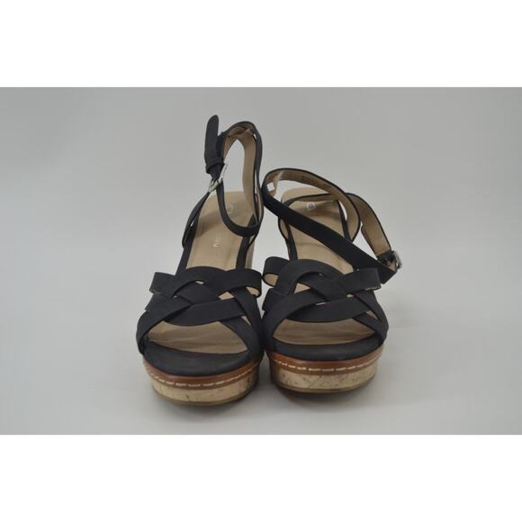 CL by Laundry Black Faux Leather Open Strapy Weaved shoes 10 - Picture 3 of 16